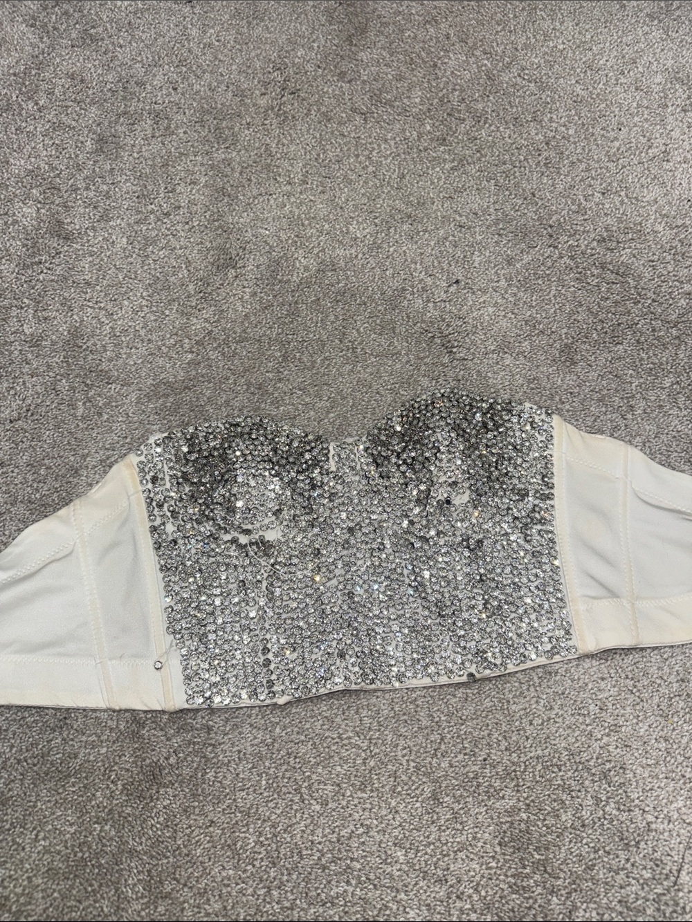 Embellished White diamond crop halter top corset - Picture 3 of 4